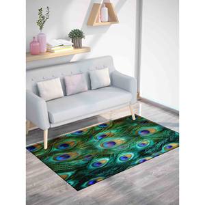 Tapis imprimé : Tapis moderne coloré à motif de plumes de paon, vert, pour intérieur, chambre d'enfant ou mariage, avec poils doux - Product Image 4