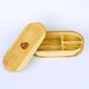 Fiambrera de madera de calidad hecha a mano ecológica con plato para oficina escolar o almacenamiento de actividades al aire libre - Product Image 5