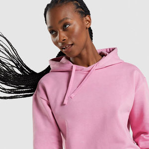 Sudaderas de punto personalizadas de gran tamaño de algodón estampado polar de peso pesado liso para mujer sudaderas con capucha lisas para invierno - Product Image 4