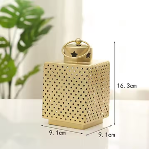 โคมไฟโมร็อกโกทำมือคุณภาพสูง โลหะสีทองทันสมัย สำหรับเทศกาลอีด รอมฎอน ของตกแต่งแบบอาหรับ แขวนหรือวางบนโต๊ะ ดีไซน์โปร่ง - Product Image 2