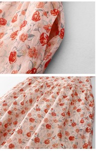 Robe décontractée à manches courtes en coton lin rose fleuri pour femmes 2025 été nouvelle mode coréenne ample tempérament - Product Image 2