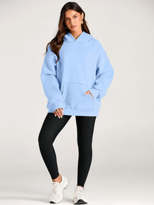 Sudaderas con Capucha para Mujer, Estilo Moderno con Hombros Caídos, Suaves y Elegantes, para Ropa Casual de Calle, en Todos los Colores - Product Image 6