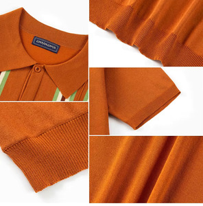 Camisa de Golf de Algodón para Hombre, de Lujo, Vintage, a Rayas, Tejida, Ecológica, Transpirable, con Cuello de Botones, Cómoda, Elegante, Informal - Product Image 5