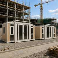 Maison conteneur extensible de 3 mètres, préfabriquée, modulaire, pliable, portable, pour bureau de chantier ou habitation, en chêne naturel clair