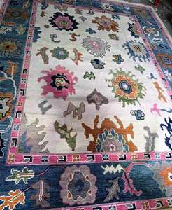 Alfombra de nudo hecha a mano anudada de lana de alta calidad Oushak nuevas alfombras bordadas modernas con patrón de forro de trabajo para sala de estar, dormitorios - Product Image 1