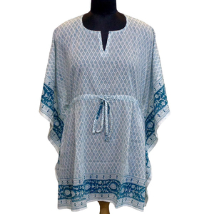 Hot Selling Indian Manufacturer Printed <b>Kaftan</b> Free Size 100% Cotton Hand Block Printed Beautiful Beach <b>Kaftans</b> for Sale - Product Image 1