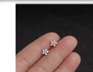 10K 14K 18K oro labgrown diamante CVD hpht alta calidad diamante flor Stud pendientes para mujer - Product Image 4