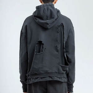 Sweat à capuche streetwear de luxe personnalisé, broderie, molleton 100% coton, hiver, décontracté, uni, vintage, surdimensionné, délavé à l'acide, décoloré par le soleil - Product Image 3