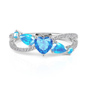 Bague de promesse infini Jeulia Twist multi-pierres aigue-marine, cadeau - Product Image 1