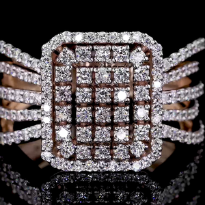 Anillo de boda y compromiso para mujer Eternity, oro blanco de 14 quilates, 3 piedras, corazón, redondo, Diamante cultivado en laboratorio, banda de aniversario certificada IGI - Product Image 4