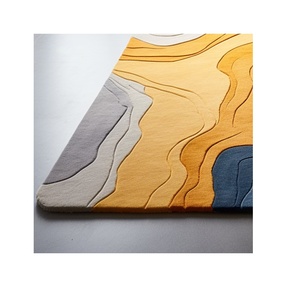 Alfombra de lana con mechones a mano de primera calidad, diseño de Río Amarillo abstracto moderno, forma Rectangular de pila alta, conjunto geométrico colorido para el hogar - Product Image 2