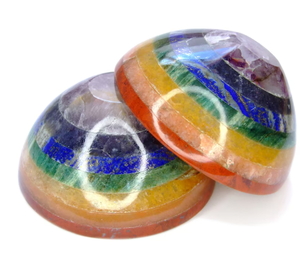 Bol en cristal à 7 chakras Pierre précieuse pour l'équilibrage des chakras et l'énergie vibrante-Bol à rayures multicolores - Product Image 1