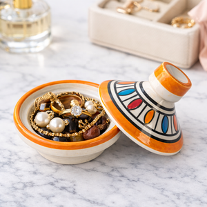 Moroccan Mini Ceramic & Enamel Traditional Handmade Tajine Hand Drawing for Spices Nuts Serving-Art Collectible Gift - Product Image 6