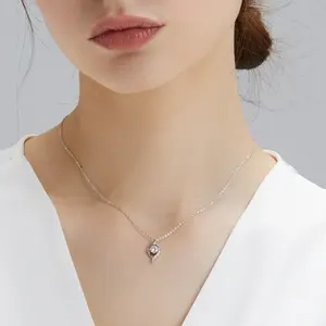 Pendentif en diamant Moissanite VVS en forme de goutte d'eau, cadeau de mariage, plaqué or blanc 14 carats, collier en argent sterling 925 pour femmes - Product Image 1