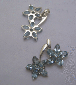 Colgante Hecho a Mano con Gemas Shah de Plata de Ley 925, Topacio Azul Cielo Natural con Corte Esmeralda, Chapado en Rodio para Mujer - Product Image 1