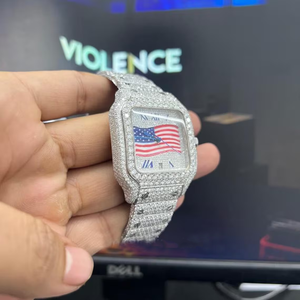 Reloj de diamantes de moissanita de lujo automático de acero inoxidable de alta calidad, joyería de reloj de moda para hombres y mujeres, estilo helado - Product Image 2