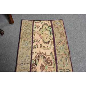 Classique Beige Vert 1.6 X 4.1ft Laine Aubusson Design Salon Tapis Patchwork Rectangle Buffet Tapis Latex Tapis Turc - Product Image 4