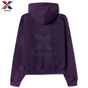 เสื้อฮู้ดผู้ชายผ้าฝ้าย 100% สำหรับฤดูใบไม้ร่วงและฤดูหนาว ทรงโอเวอร์ไซส์ ถักโครเชต์ เป็นมิตรกับสิ่งแวดล้อม ไม่เป็นขุย ผ้าฟลีซบุขน 350 กรัม พิมพ์ลายพัฟ สีพื้น - Product Image 1