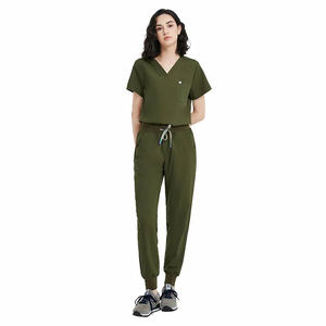 Uniforme d'infirmière lavable et doux pour hôpital médical d'été, col en V extensible, manches courtes et longues, ensembles de jogger pour hommes et femmes - Product Image 4