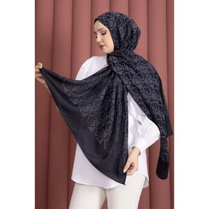 Ensemble châle jacquard bleu marine de qualité supérieure, élégant, avec écharpe, gants et chapeau - Product Image 1