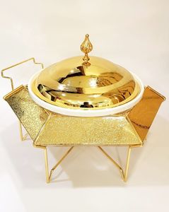 Arabian Modern Luxury Chafing Dish Round Shape Metal Stainless Steel Customized Size Shape - Product Image 4