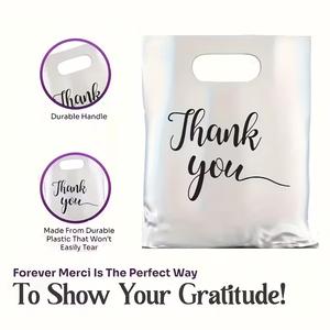 Bolsas de Regalo para Fiestas y Compras con Asas, 25x35cm, Bolsas de Embalaje para Negocios, Bolsas Reutilizables Blancas con Impresión Negra - Product Image 4