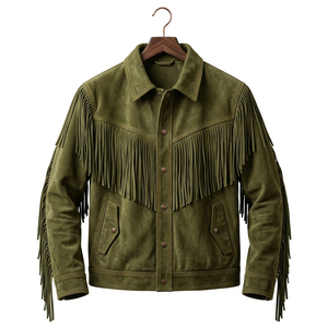 Real Soft Genuine Western Leather <b>Suede</b> Western <b>Jacket</b> With Fringes Winter Wear <b>Jacket</b> Heated Lining - Product Image 1
