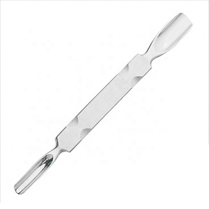 Flat Handle Double Sided Nail Polish Remover Pusher Cuticle Pusher Plain Side Stainless Steel Nail <b>Scraper</b> - Product Image 1