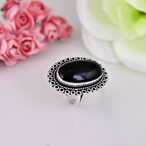 Bague en argent sterling 925 de style bohème pour femme classique Onyx noir pierre précieuse bijoux de mariage faits à la main plaqué rhodium cadeau pour Wif - Product Image 4