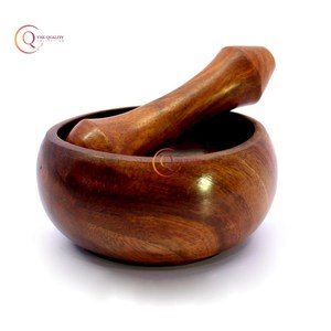 Mortero de madera Natural de forma redonda con MAJA para el hogar y la cocina, molinillo de mano para hierbas y especias, uso de mortero de madera, suministro de mortero - Product Image 4