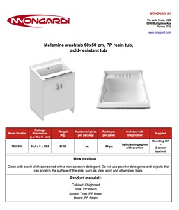 Mongardi Italian Brand Rectangular Modern Design White Bathroom <b>Sink</b> Durable Wood Polypropylene Wash Basin Drain Siphon Kit for - Product Image 6