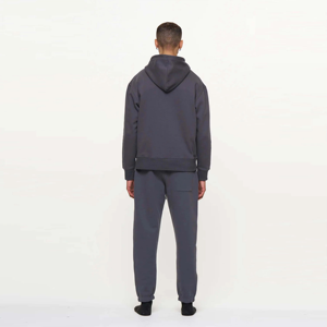 Survêtement à capuche gris foncé pour homme, en coton, longueur intégrale, décontracté, avec poches latérales et taille élastique - Product Image 3