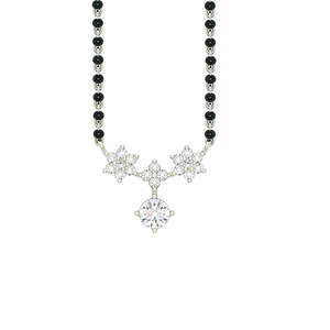 Compra un Mangalsutra de Plata Pura Chapado en Oro con Cuentas en Forma de Flor, un Collar Religioso Étnico con Diamantes y Perlas, un Regalo Perfecto para tu Esposa - Product Image 1
