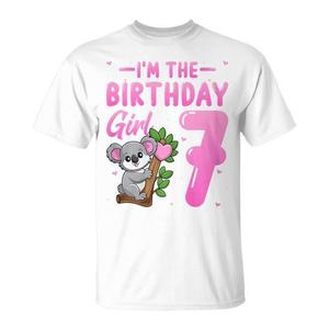 Maglietta Promozionale per Bambina di 7 Anni con Koala Carino: 'Sono la Bimba di Compleanno' - 7° Compleanno - Product Image 1