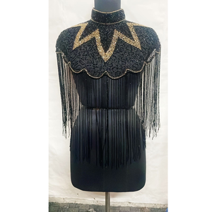 Top de Lujo Negro con Cuentas y Lentejuelas para Baile de Salón, Ideal para Actuaciones Nocturnas y Vestuario de Escenario - Product Image 1