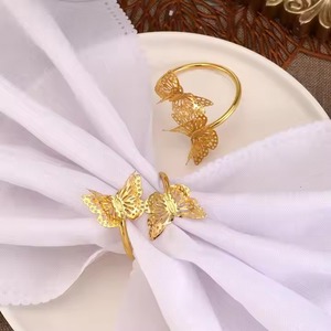 Rond de serviette papillon doré glamour pour salle à manger élégante décoration de mariage table de fête utilisation d'hôtel bel accent de conception - Product Image 4
