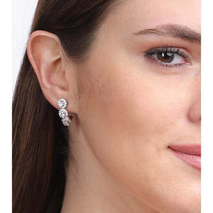 Boucles d'oreilles en argent sterling 925 de qualité supérieure pour femmes et filles, or 14 carats et diamant avec saphir taille princesse, design goutte d'eau - Product Image 6