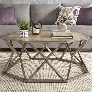 Mesa de centro de metal con tapa de cristal que es fácil de limpiar y mantiene un atractivo estético sofisticado y moderno para el salón - Product Image 6