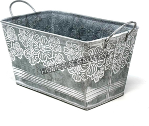 Galvanized Steel Garden Planter Garden and Home Decorative Metal Designer Bucket With Handles - Product Image 1
