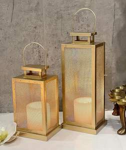 Set 2 Handmade UV Printed Home Decor Stainless Steel Mesh <b>Lanterns</b> <b>Candle</b> Tealight Holders Christmas Festivities Elegant Metal - Product Image 3