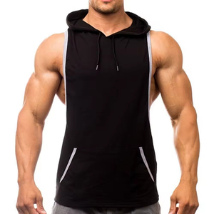 Sudadera sin mangas para hombre, capa base de entrenamiento, de secado rápido, con cordón, para invierno, personalizada OEM, transpirable, 100% algodón, con bolsillo, talla 3XL - Product Image 5