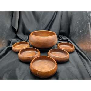 Tazón de servir de madera pulida Lisa para ensalada, pan, fruta y decoración moderna para mesa de cocina - Product Image 5