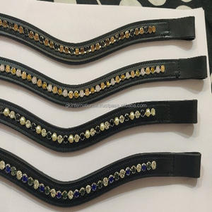 Banda de cuero para cejas con cristales de perlas, banda para cejas de caballo hecha en cuero, disponible a precio barato, banda para cejas de canal vacío - Product Image 6