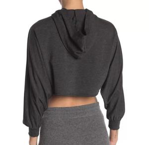 Venta al por mayor de algodón señoras gimnasio en blanco de manga larga chándal Crop Tops Croptop sudadera logotipo personalizado recortada Sudadera con capucha para las mujeres - Product Image 2