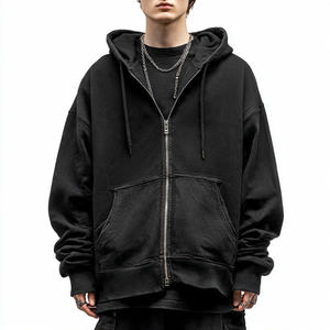 Long drawstring 100% cotton | Oversized Dual Zip-slides Hoodie Men Heavy Fleece Drop Shoulder Warm Winter Pullover Sweatshirt - Product Image 5