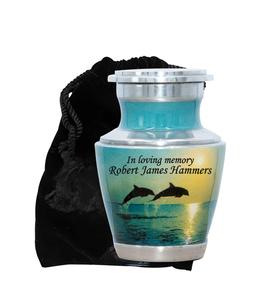 Urna de cremación de recuerdo de delfines bailando urna funeraria de token personalizada con personalización - Product Image 1