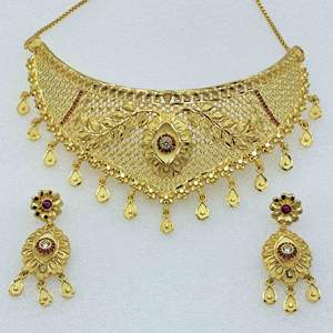 Venta al por mayor 14K 18K 24K Micro Gold Filled Ruby Stone Gargantilla Collares, Gargantilla de moda Collares, Diseño floral Joyería tradicional - Product Image 2