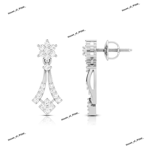 Pendientes Colgantes de Plata 925 con Diseño Floral y Dije Cuadrado, Brillantes con Diamantes Moissanite, Elegantes para Fiestas - Product Image 2
