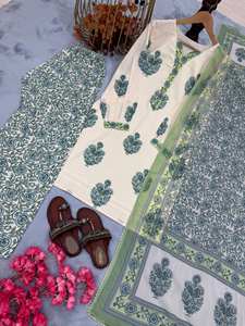 Conjunto de traje de algodón Kurti Conjunto de traje de algodón para mujer Conjunto de traje de algodón de colores brillantes - Product Image 3