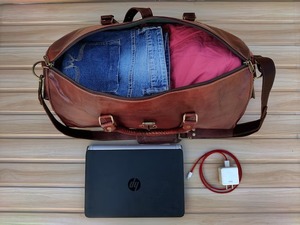 Fait à la main unisexe marron en cuir véritable sac de sport crochet boucle fermeture Logo personnalisé Vintage week-end Gym vacances Sport voyage bonbons - Product Image 2